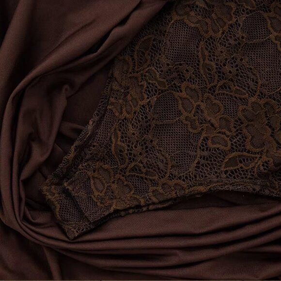 Chocolate Brown Lace-Panel Maxi Dress, brand new – Size Small - Picture 13 of 16